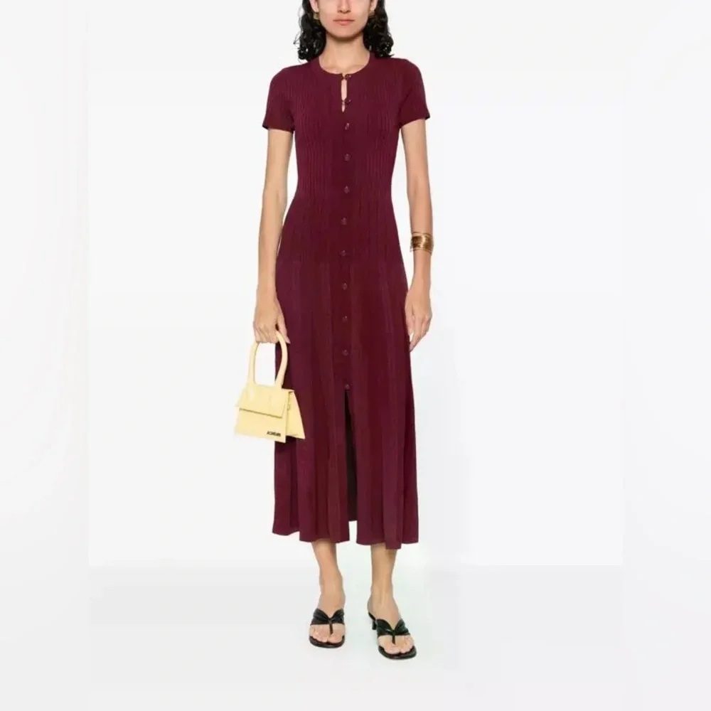Sandro Milla Knit Midi Dress in Bordeaux size 36 - Picture 4 of 11